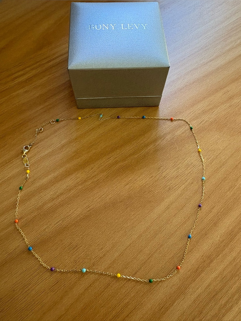 Gold Multi-Color Dainty Beaded Chain Necklace